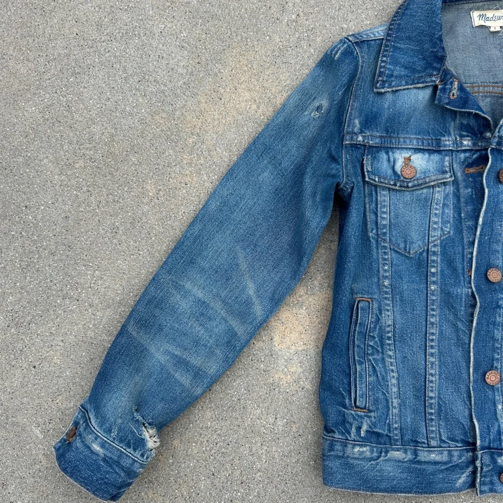 Madewell The Jean Jacket in Pinter Wash Distressed Women Size Small 100% Cotton - Picture 6 of 15